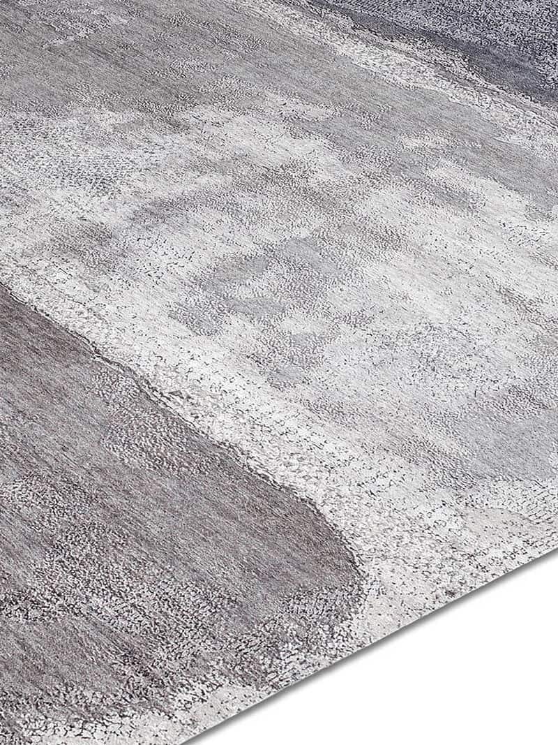 Silver White Grey Luxury Handmade Rug