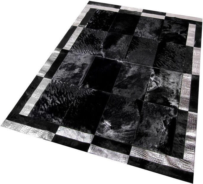 Vrilissia Cowhide Grey/Black Rug ☞ Size: 120 x 160 cm