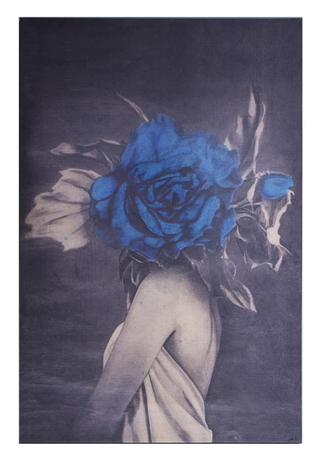 Blue Rose Wall Painting