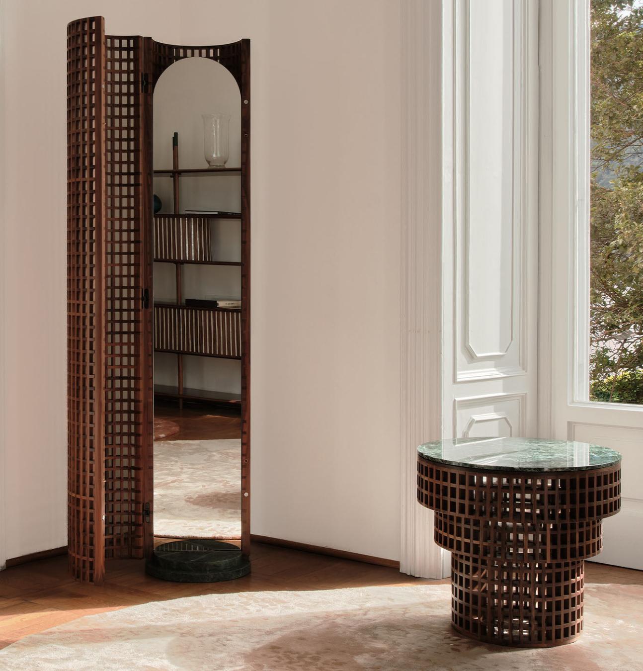 Walnut & Marble Side Table