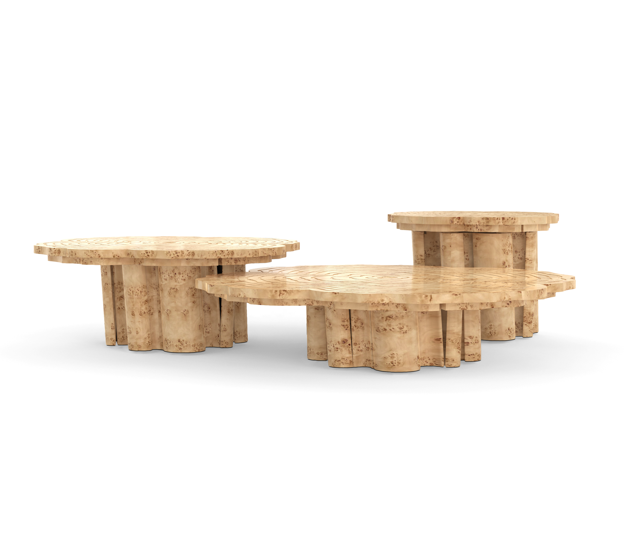 Fortuna Poplar 3-Piece Coffee Table Set