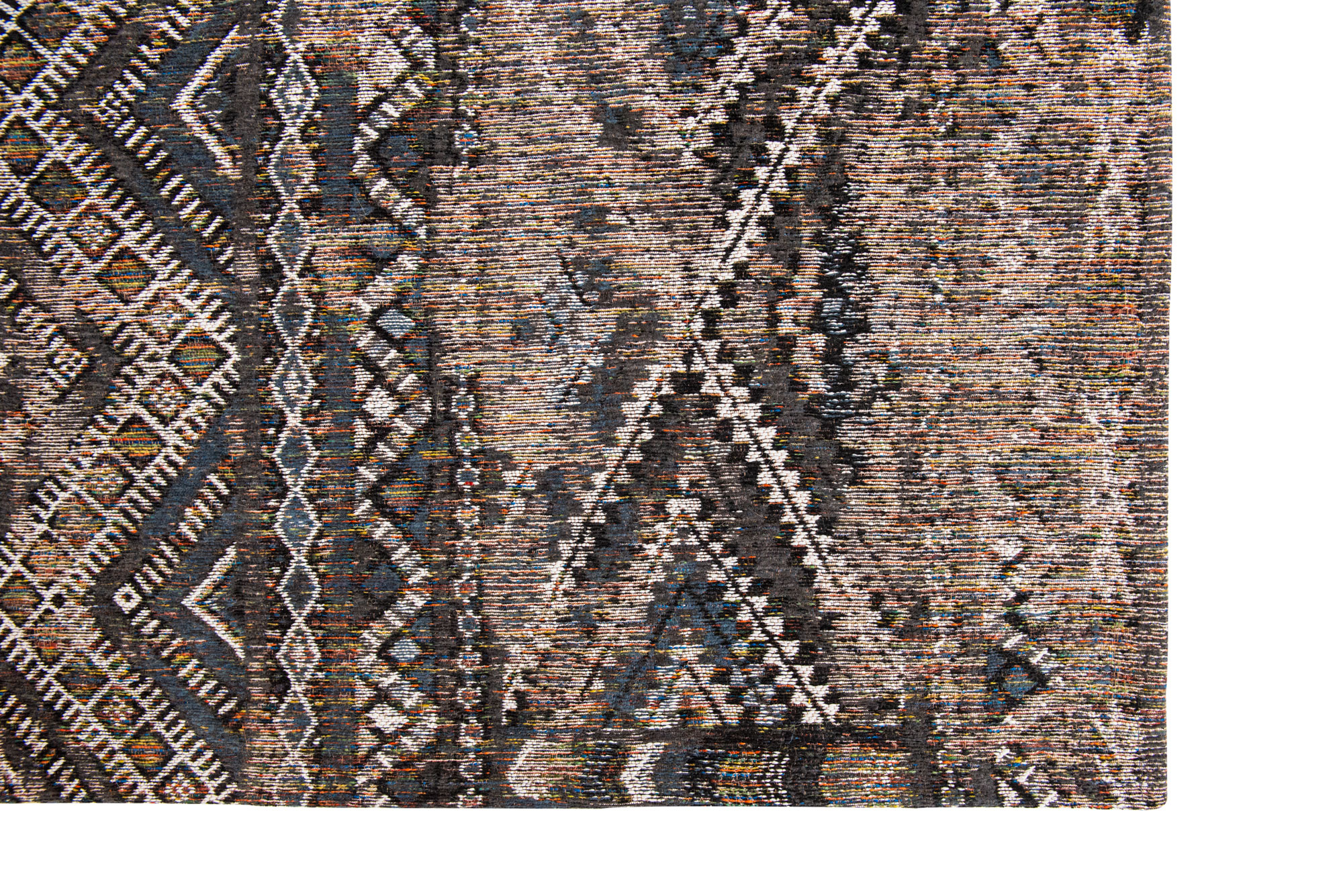 Antiquarian Flatwoven Black Rug ☞ Size: 6' 7" x 9' 2" (200 x 280 cm)