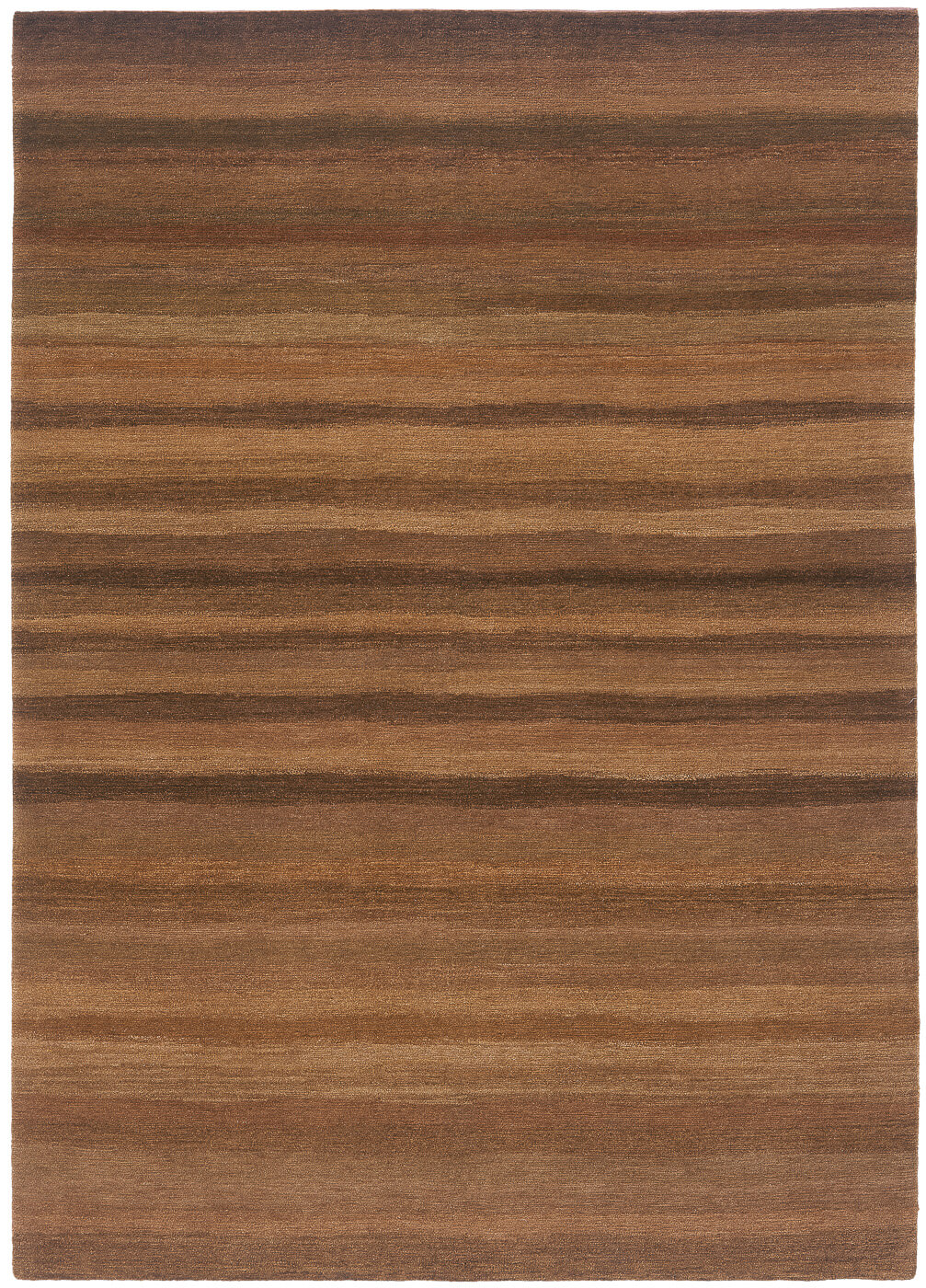 Brown Striped Hand-Knotted Rug