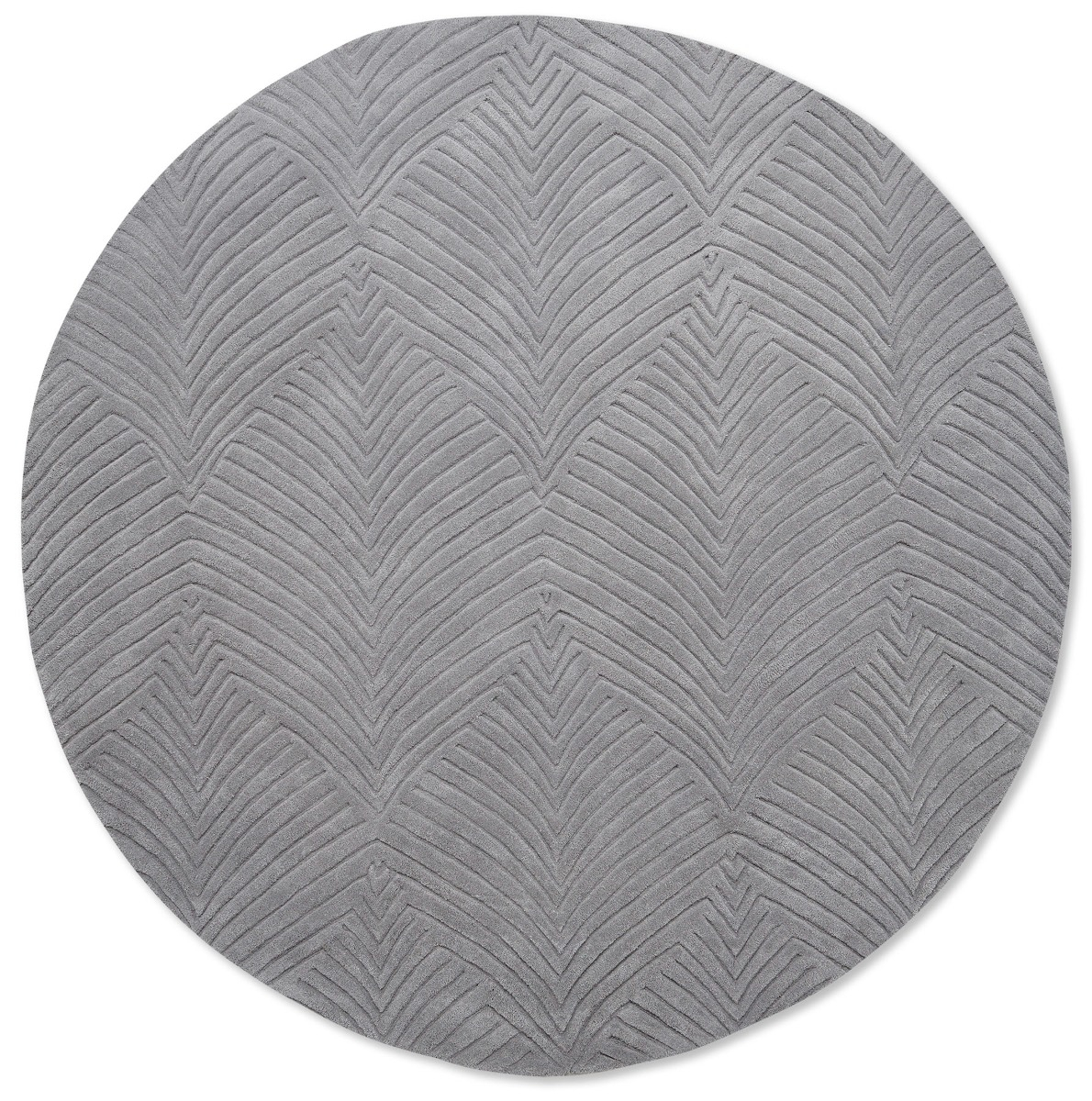 Grey Wool Embossed Circle Rug ☞ Size: Round 5' (Ø 150 cm)