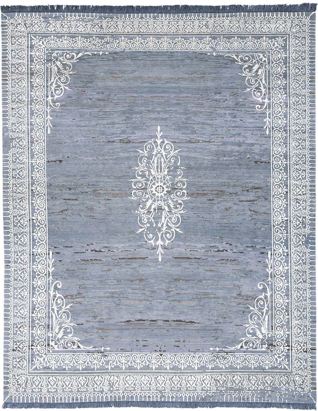 Blue / White Hand-Knotted Medallion Rug