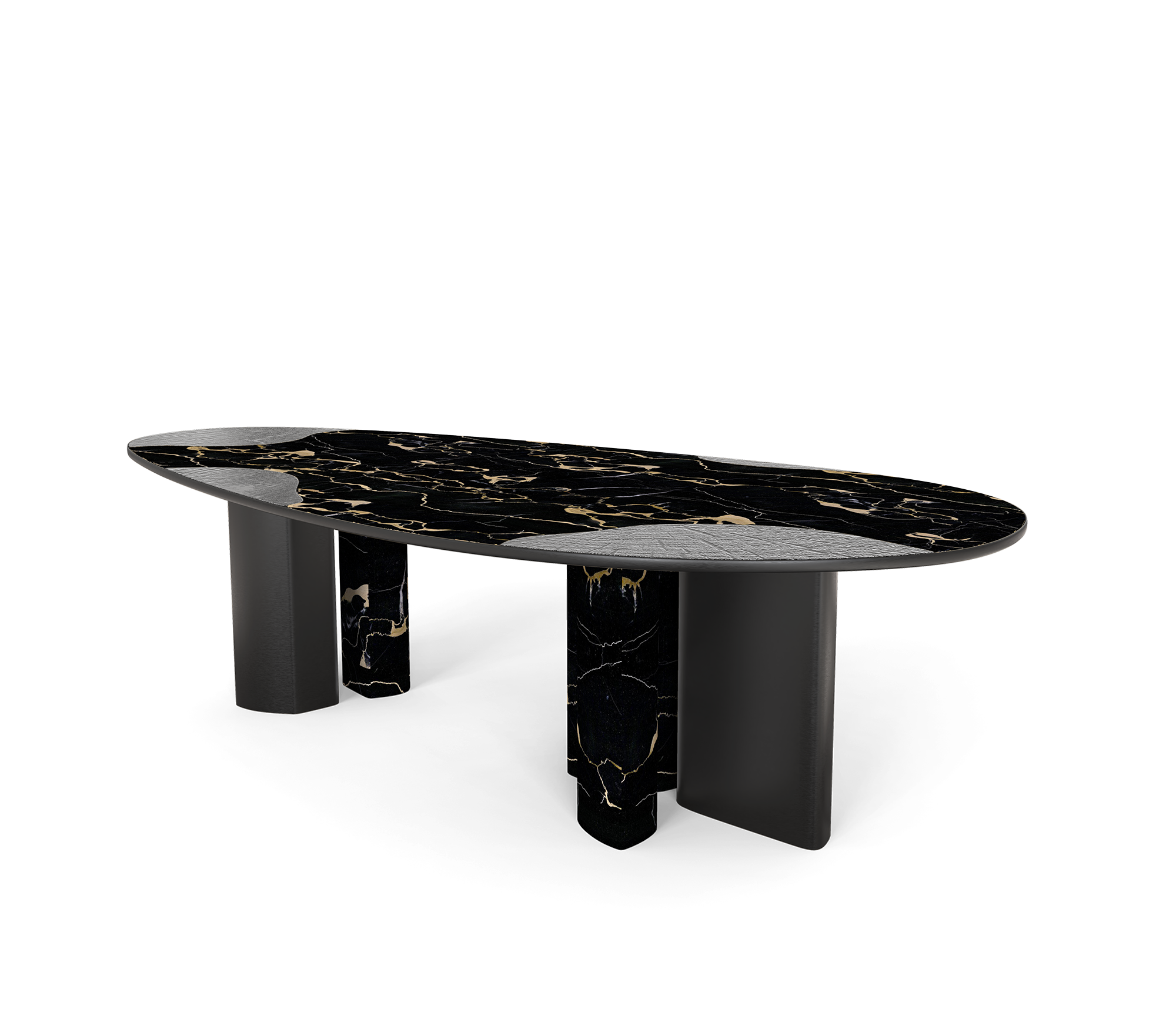 Athena Portoro Marble & Onyx Dining Table