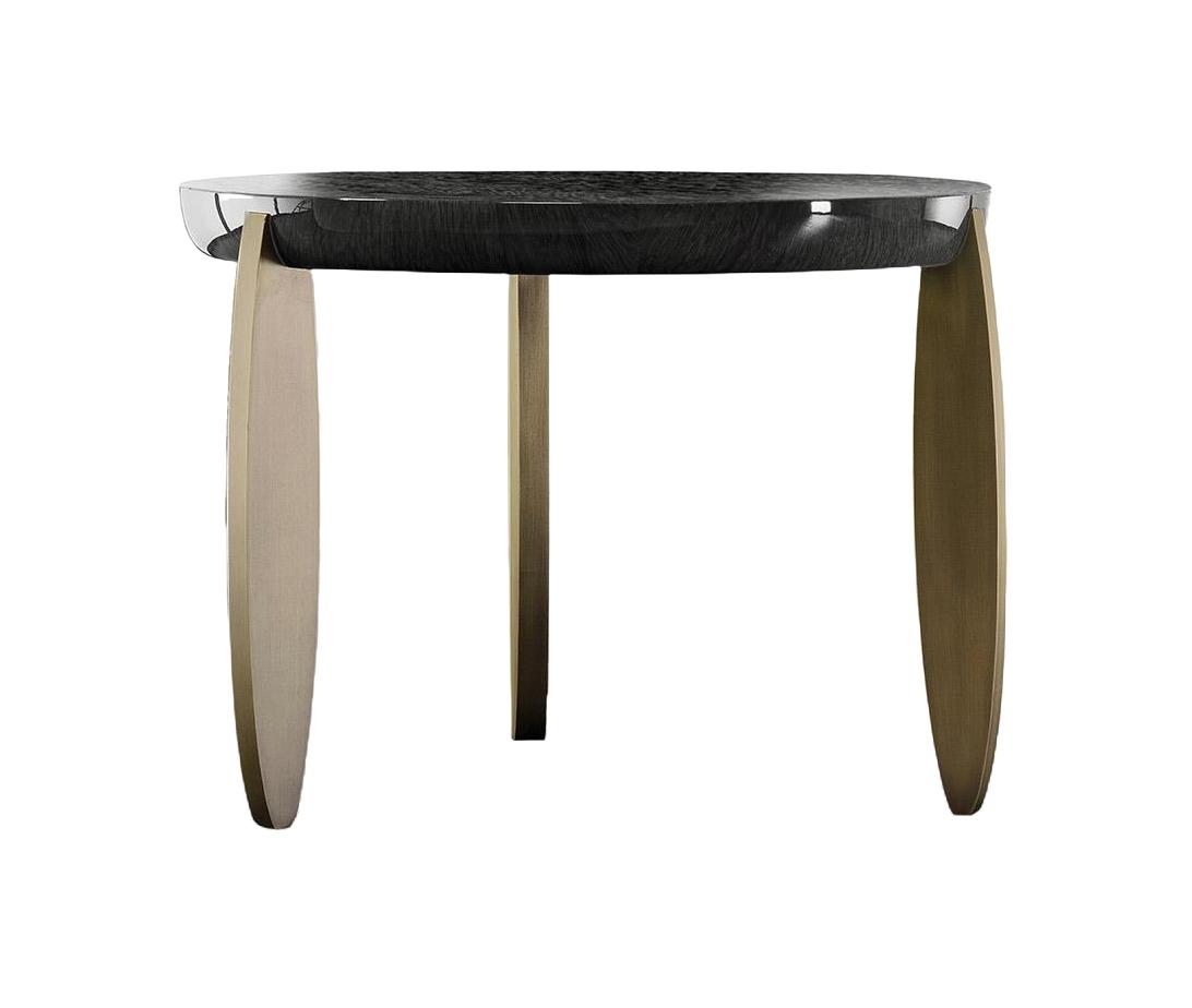 High-Gloss Wood Top Side Table
