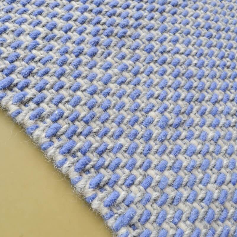 Hand-Woven Wool Blue Rug ☞ Size: 160 x 230 cm