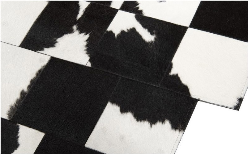 Pixel Black & White Cowhide Rug ☞ Size: 115 x 163 cm