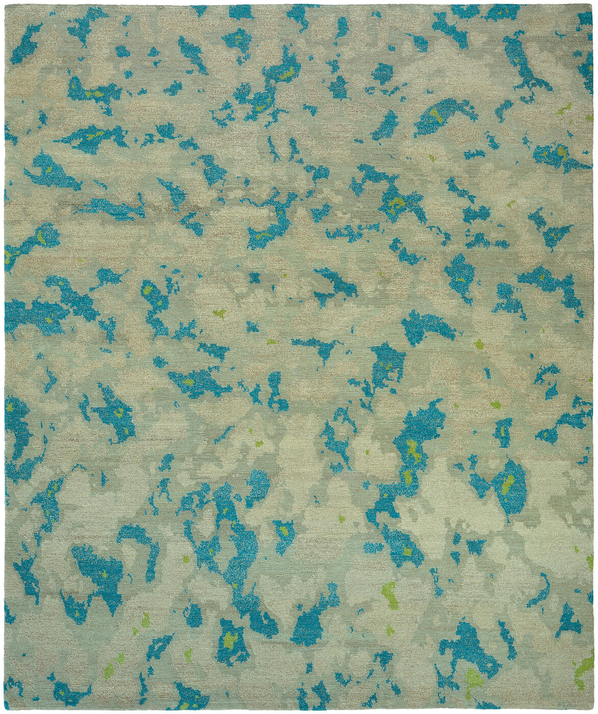 Hand-Knotted Wool Blue / Green Rug