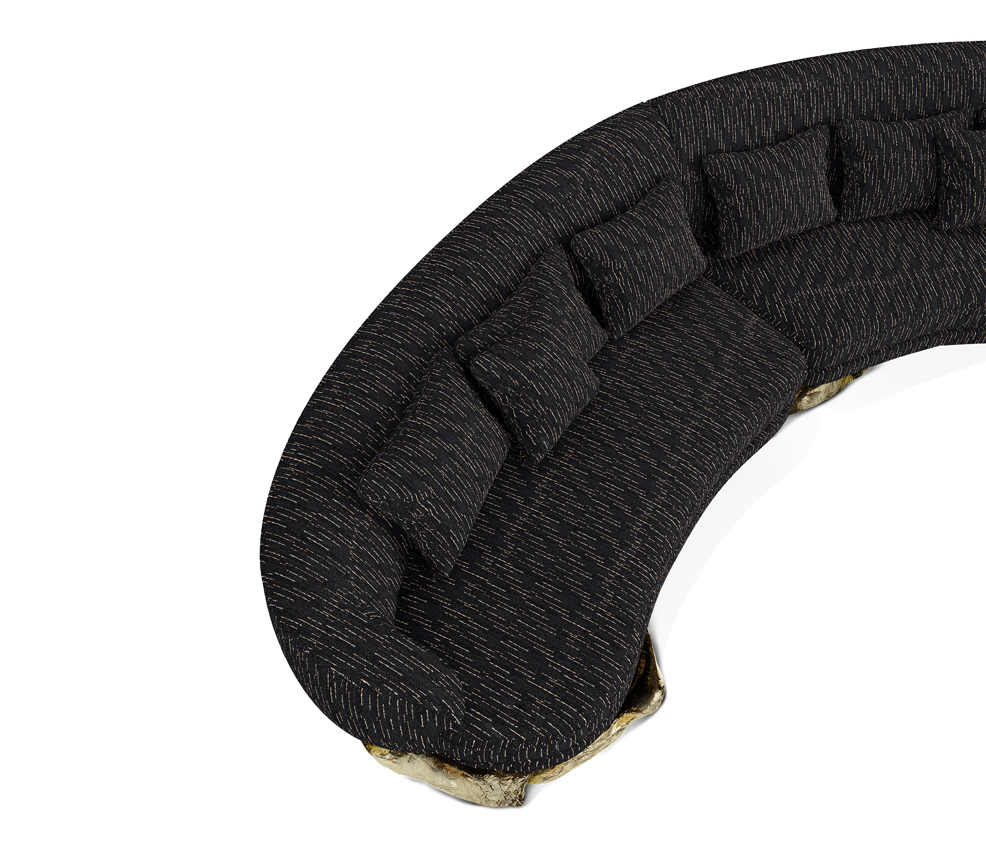 Angora Black Curved Sofa