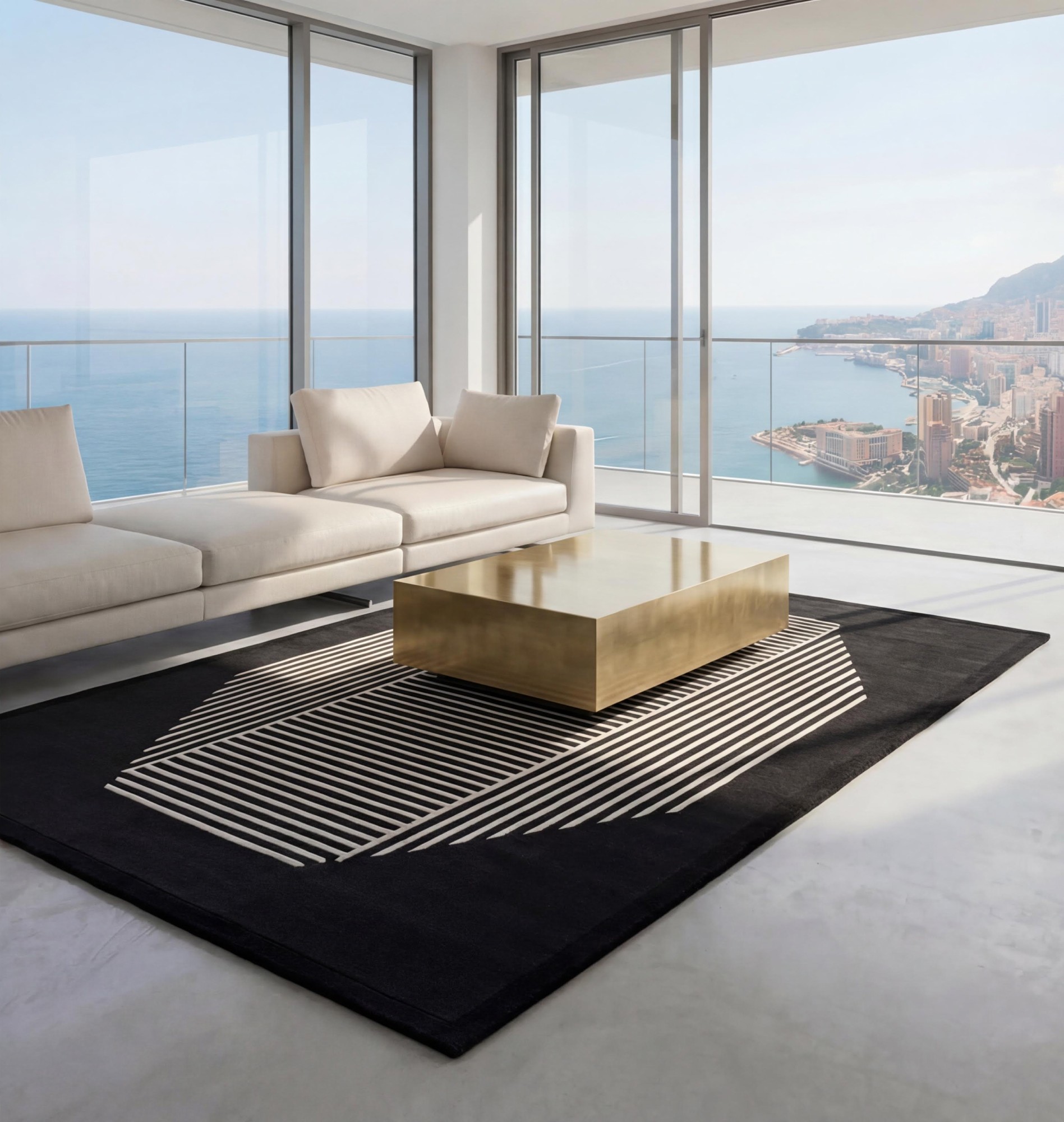 Octagon Lines Dark Artisan Rug