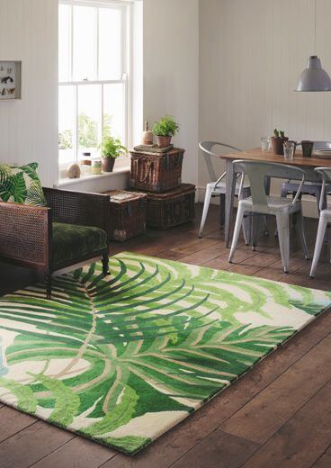 Green Leaves Handtufted Wool Rug | Size: 5' 7