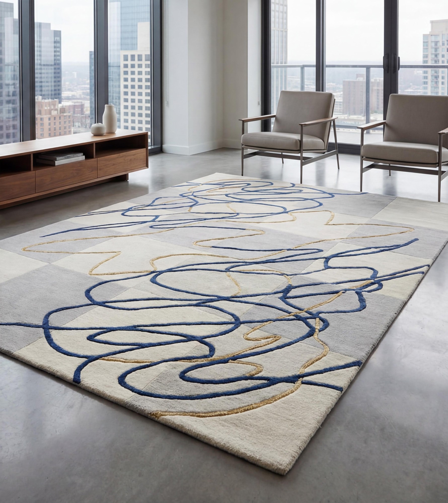 Calligraphic Flow Handcrafted Rug