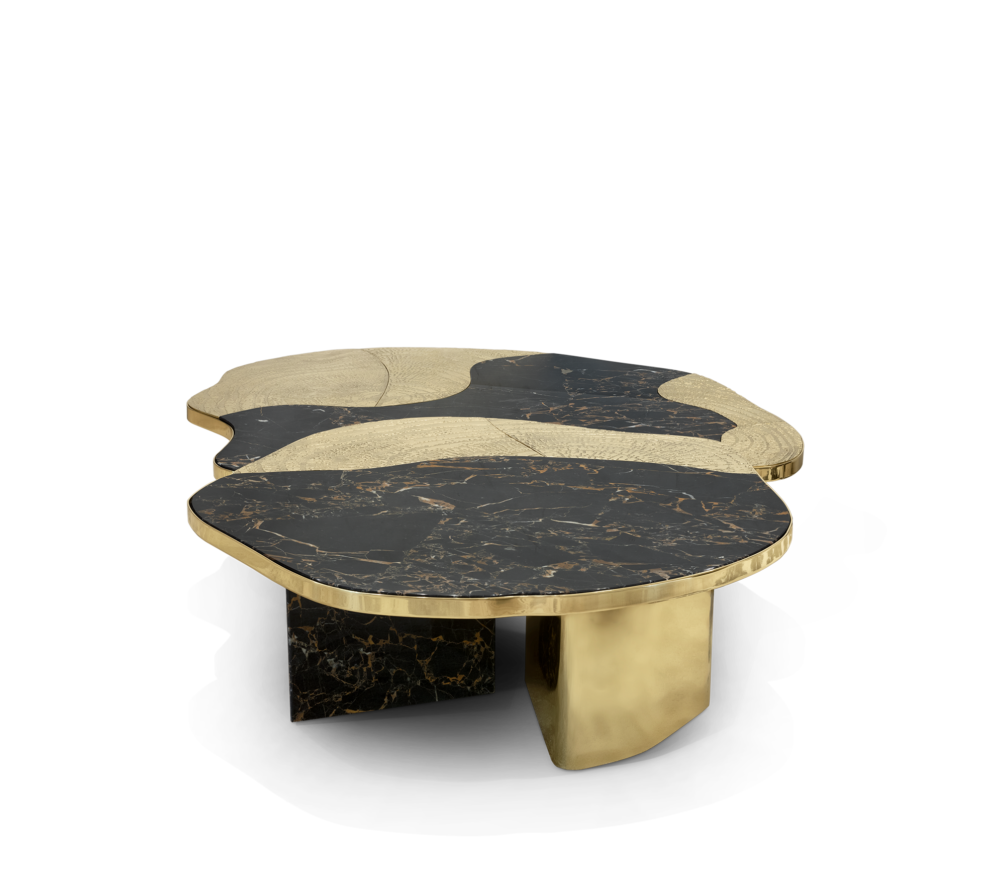 Athena Portoro Marble & Gold Table Set