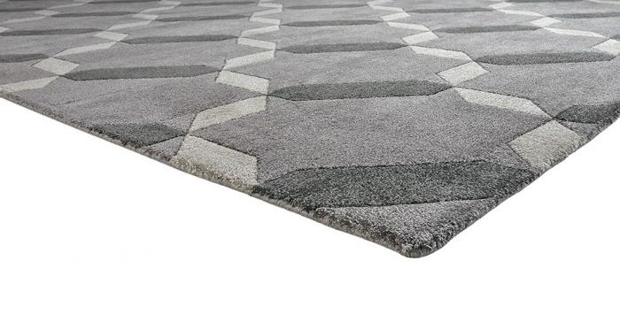 Geometric Hand-Tufted Viscose Grey Premium Rug | Size: 6' 7