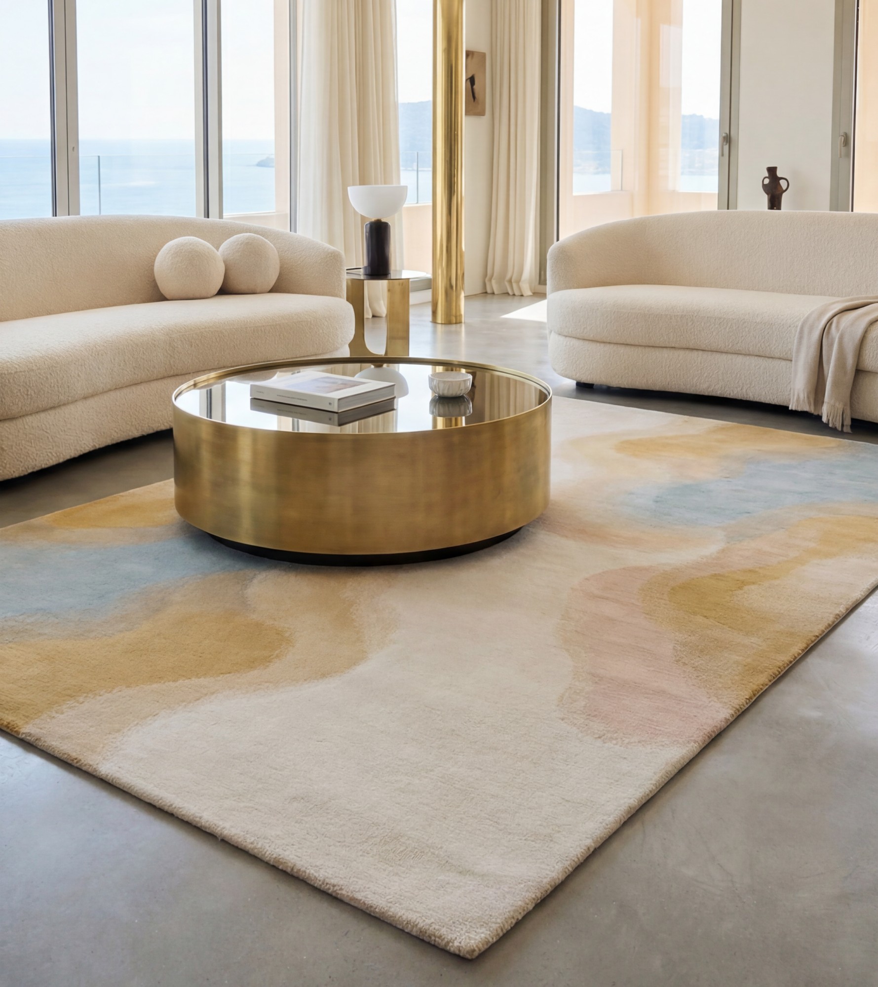 Fluid Lines Sand Handcrafted Rug