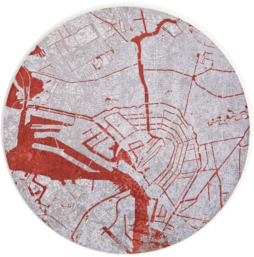 Orange Cut Round Rug