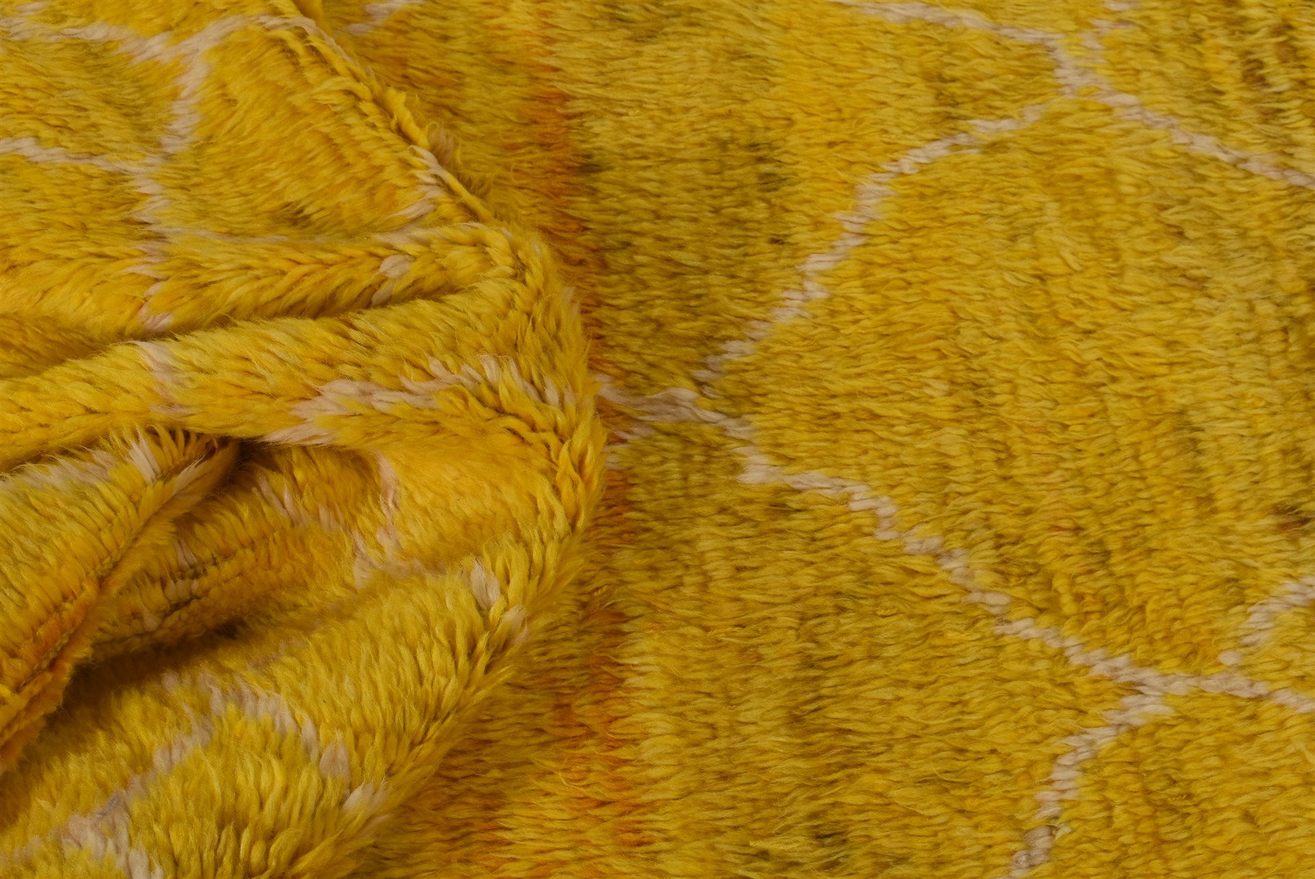 Berber Handwoven Yellow High Pile Rug