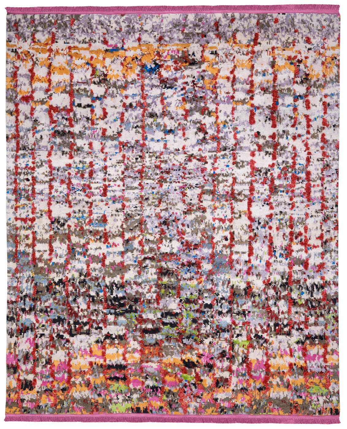Hand-knotted Wool & Silk Multicolour Rug