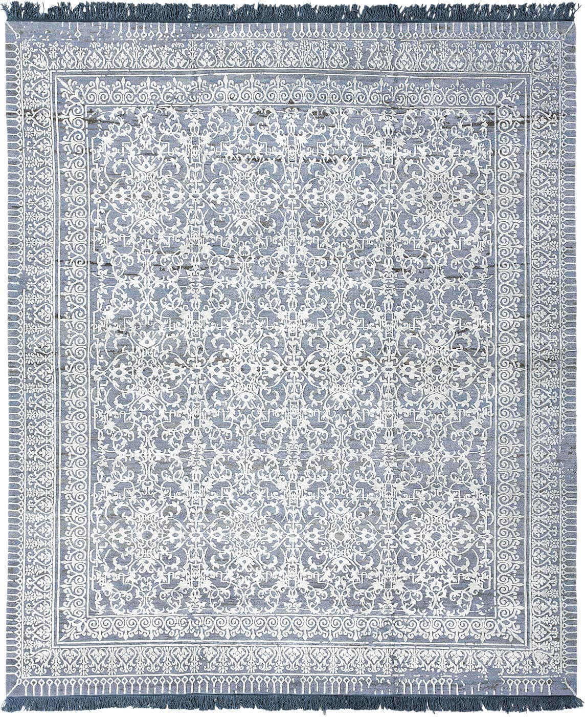 Ferrara Hand-knotted Blue / White Rug