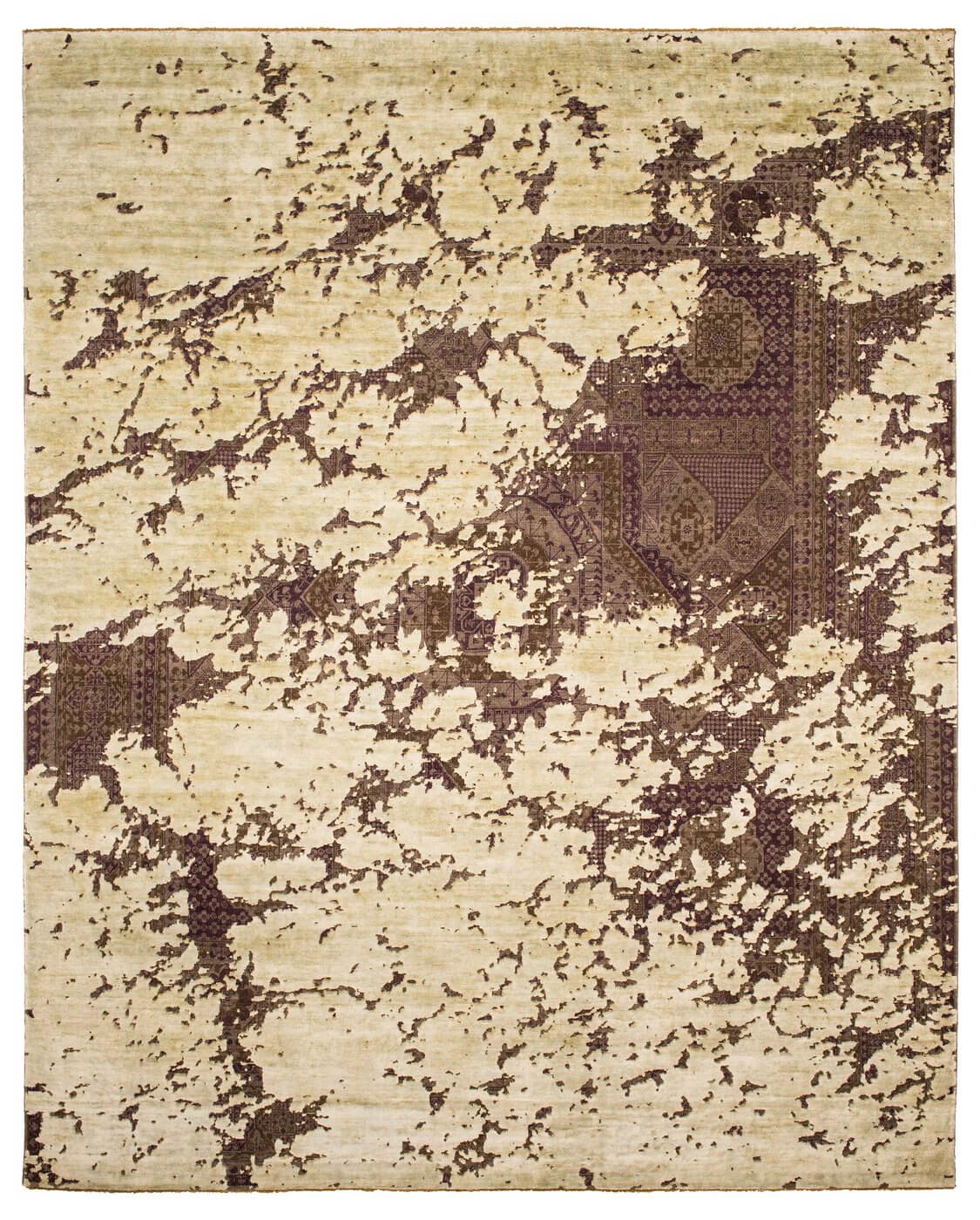 Beige Hand Knotted Wool & Silk Rug