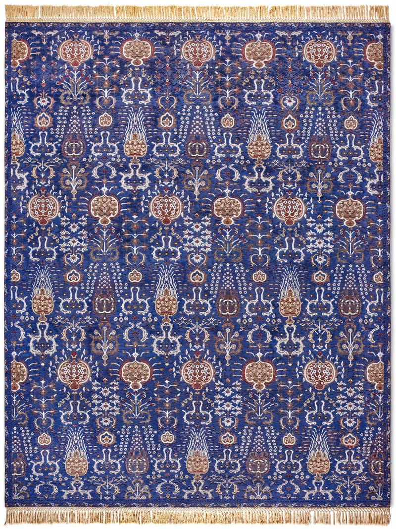 Isfahan Blue Hand-Woven Rug ☞ Size: 140 x 210 cm