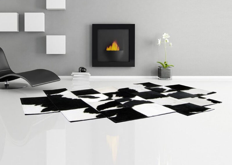 Pixel Black & White Cowhide Rug ☞ Size: 115 x 163 cm