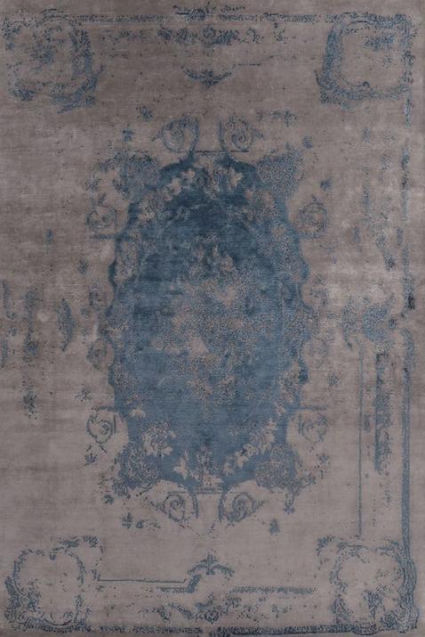 Handmade Luxury Bamboo Silk Blue Rug