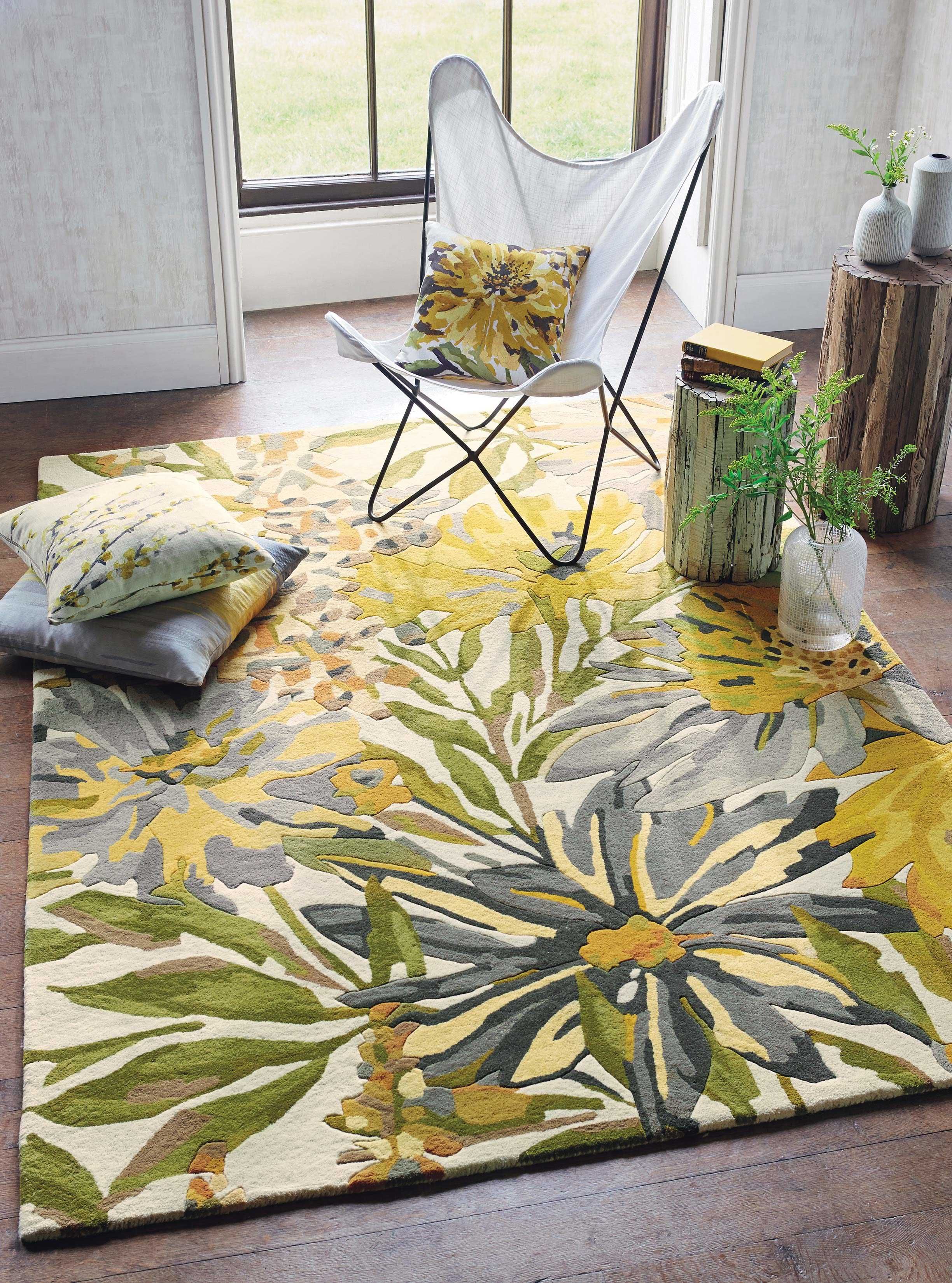 Yellow Floral Rug