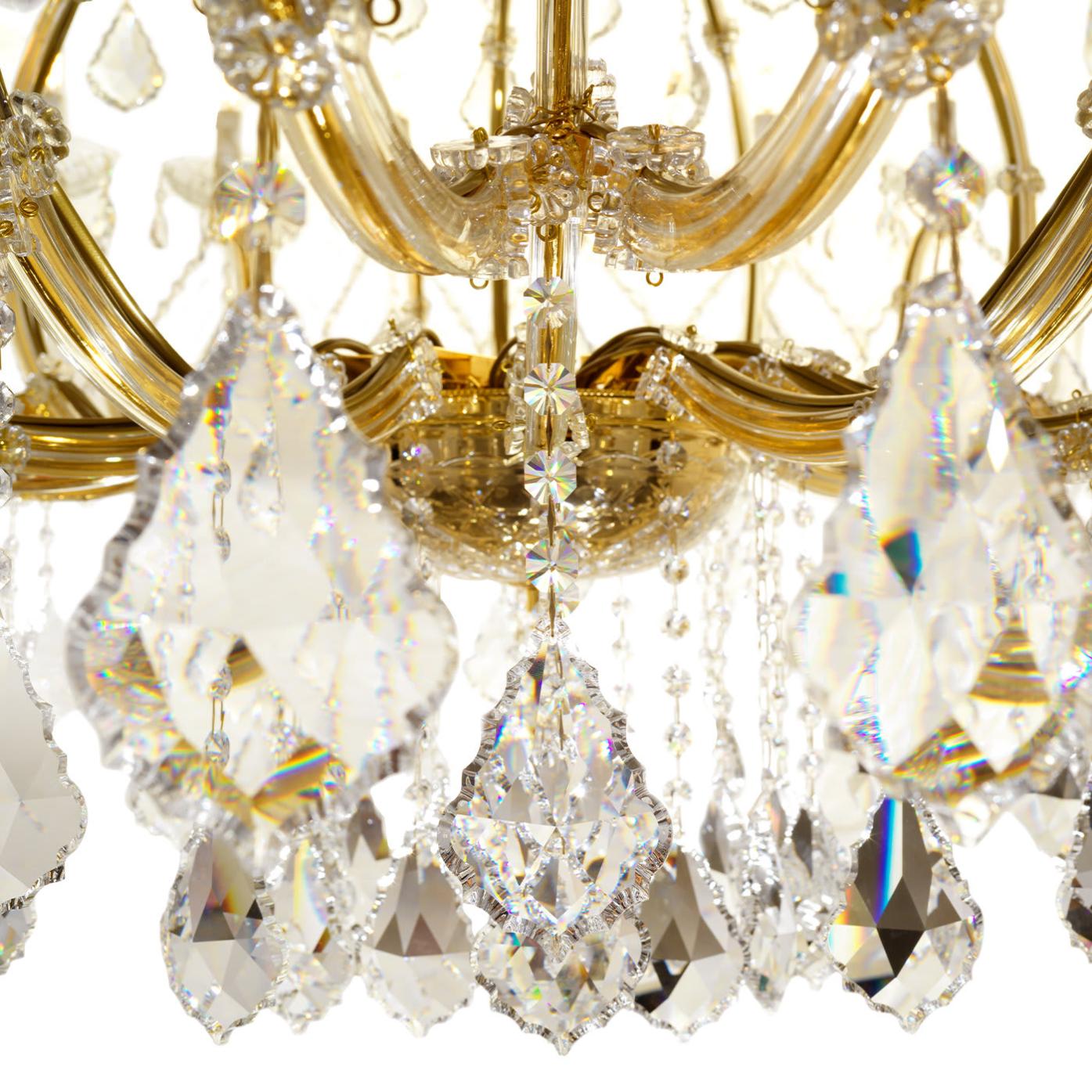 Mariateresa Gold Finish Chandelier with Crystal Pendants