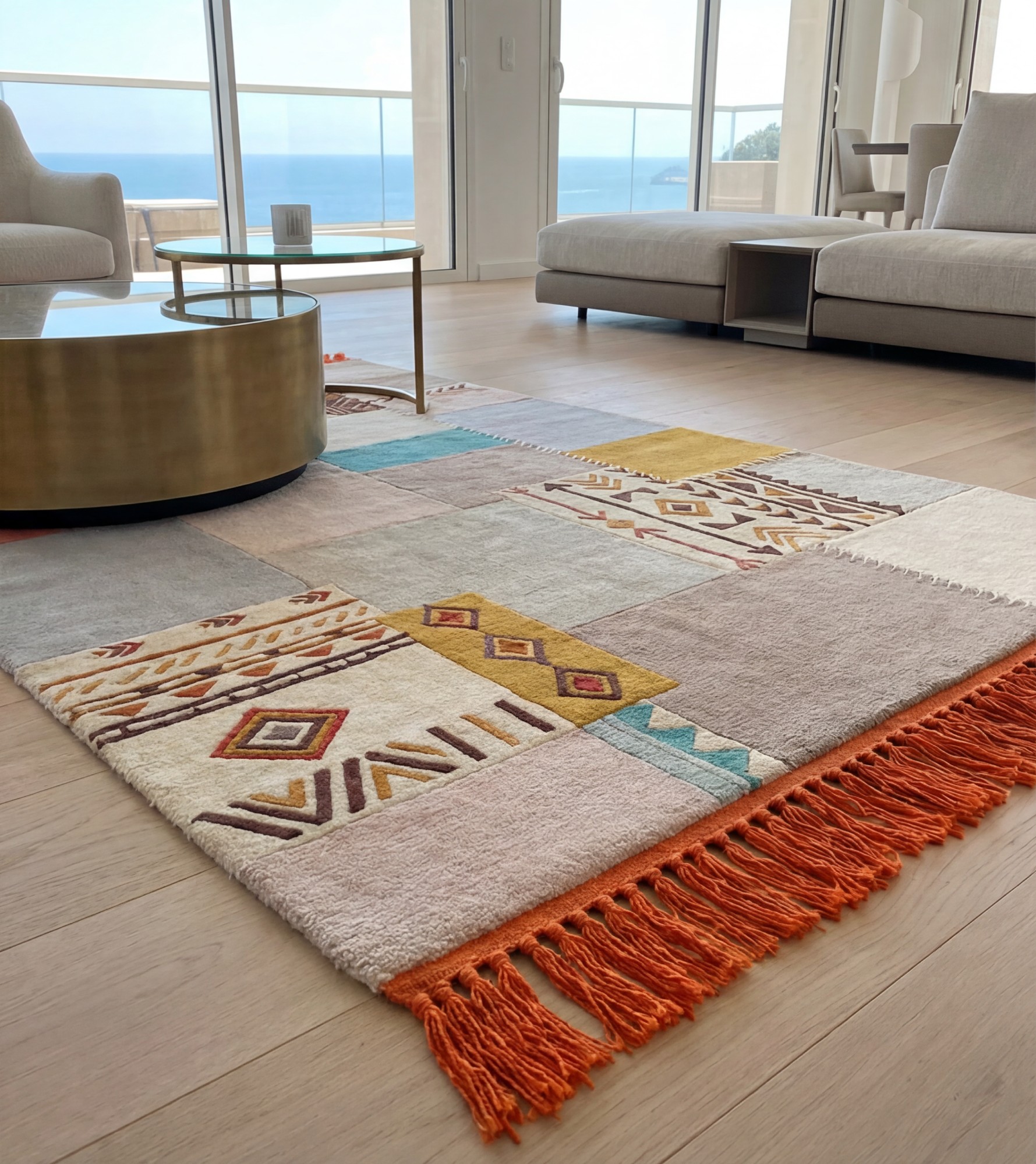 Patchwork Grid Handcrafted Rug