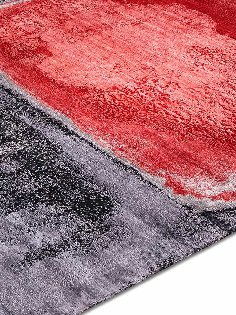 Red Silver Luxury Handmade Rug