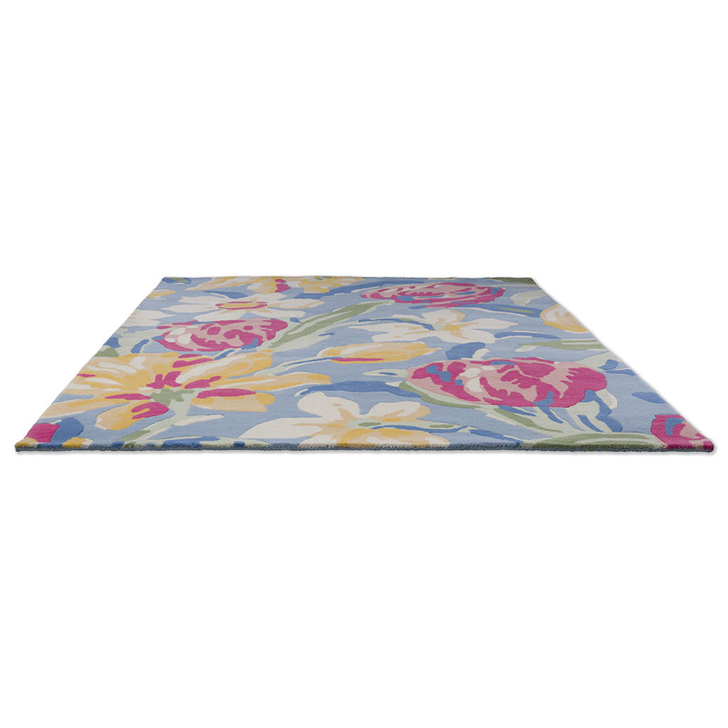 Tulips Blue Handwoven Rug