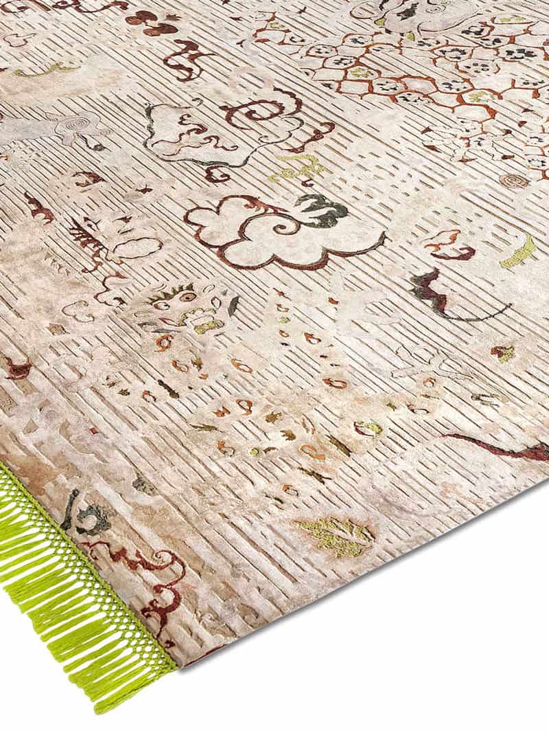 Dragon Green / Beige Exquisite Handmade Rug