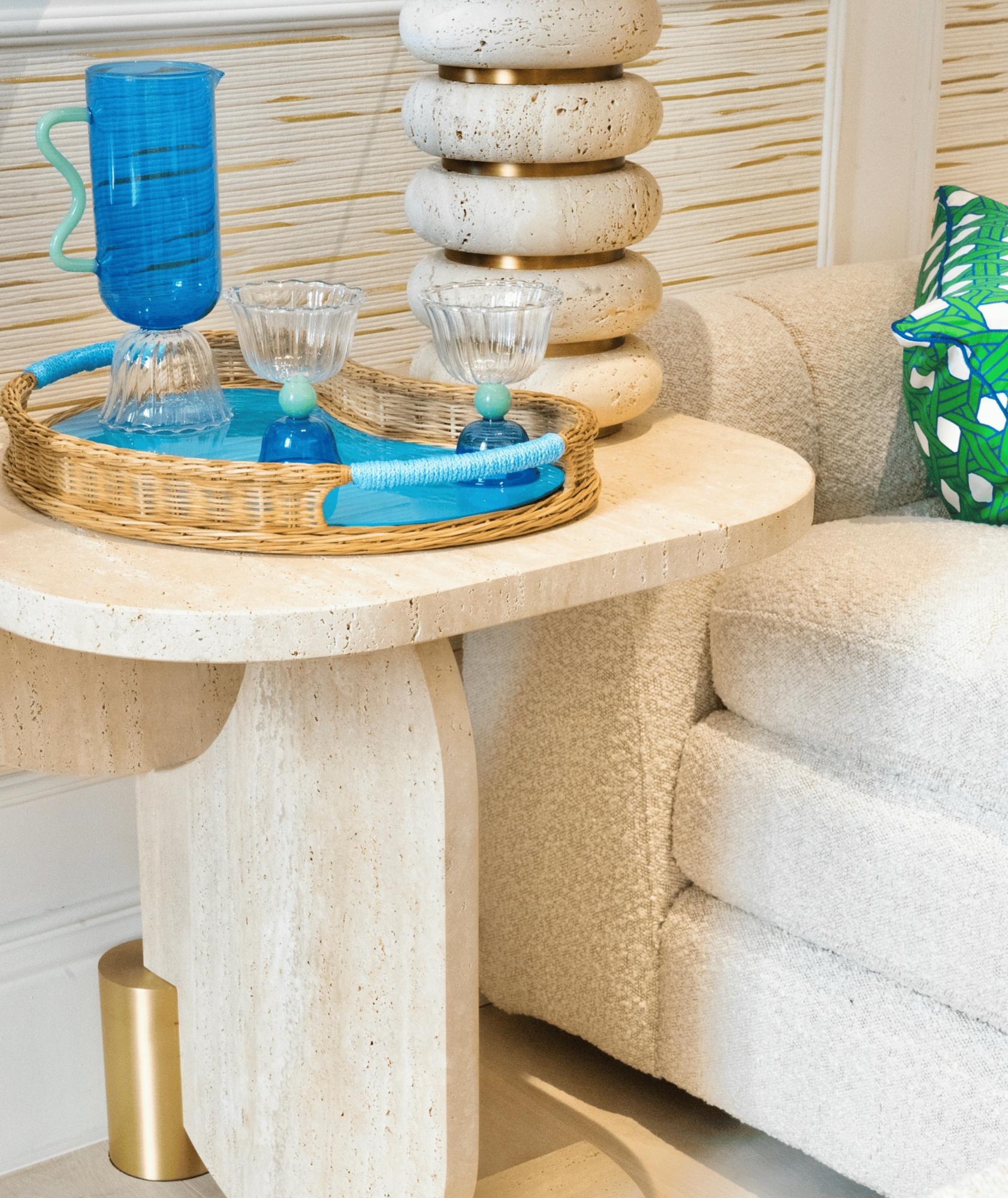 Playing Games Travertine Side Table - 2