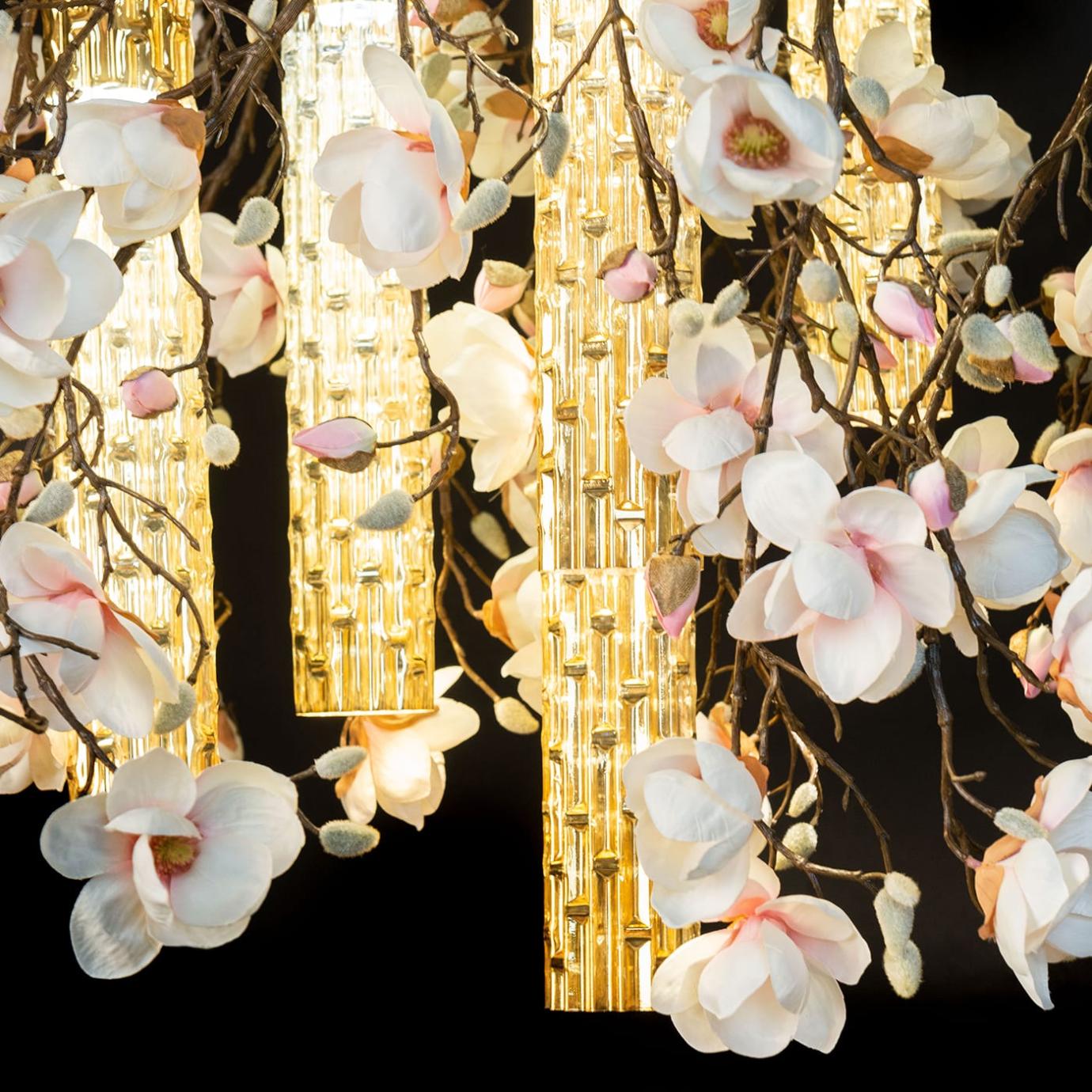 Magnolia White Gold Chandelier