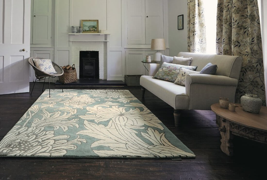 Chrysanthemum Blue-Cream Premium Rug | Size: 4' 7
