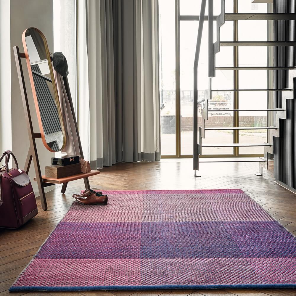 Check Burgundy Handwoven Rug