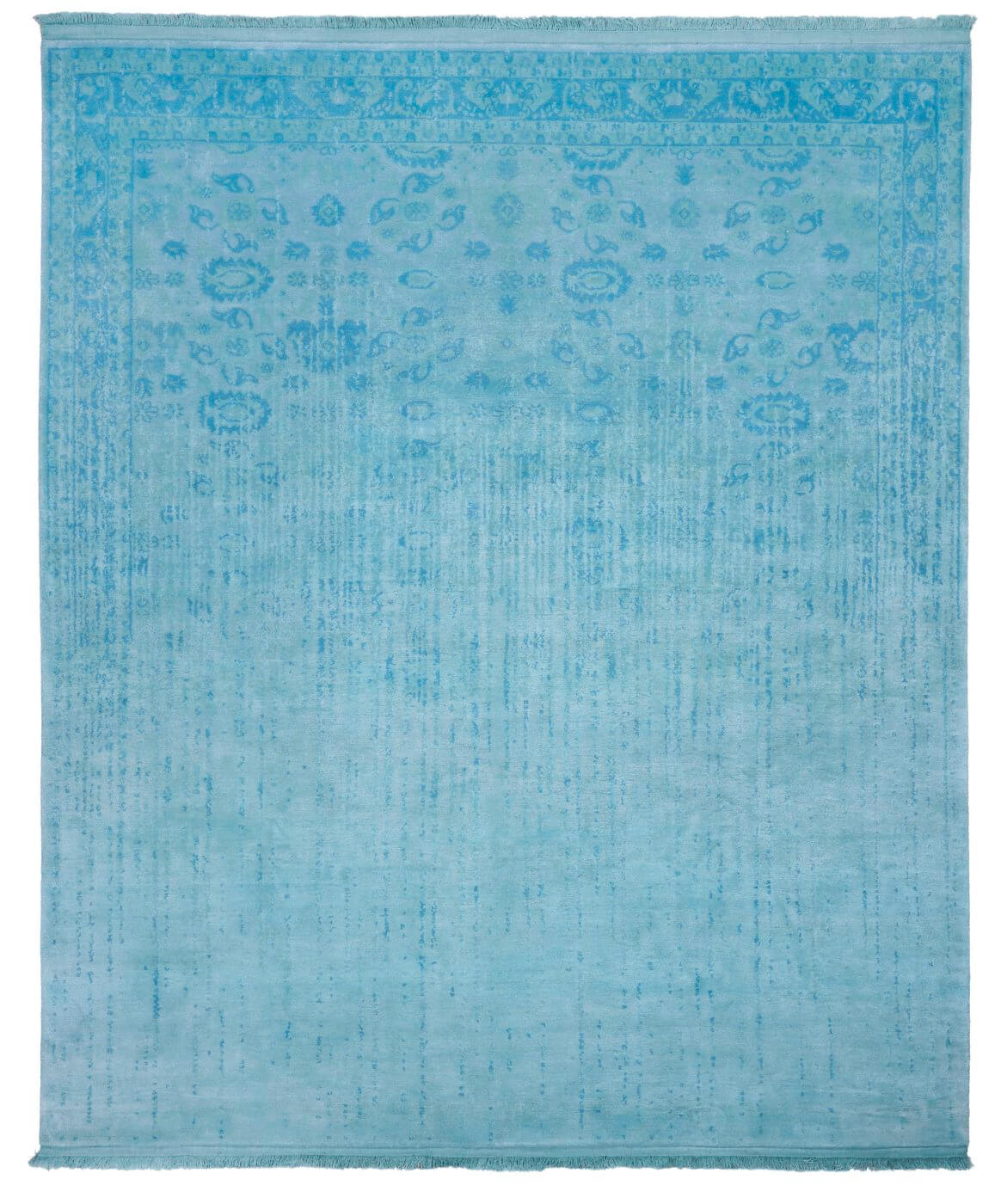 Bidjar Hand-knotted Wool / Silk Aqua Rug