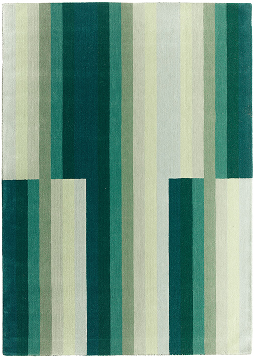 Hand-Woven Wool Green Rug ☞ Size: 5' 7" x 8' (170 x 240 cm)
