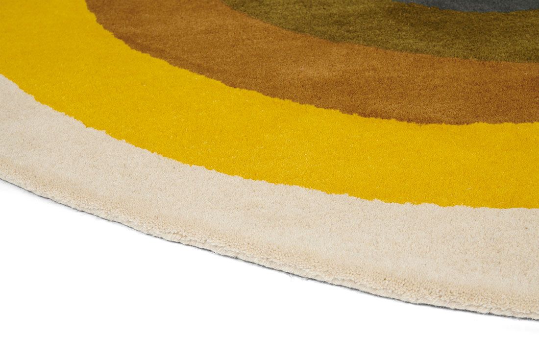 Sunflower Yellow Circle Hand-Tufted Rug