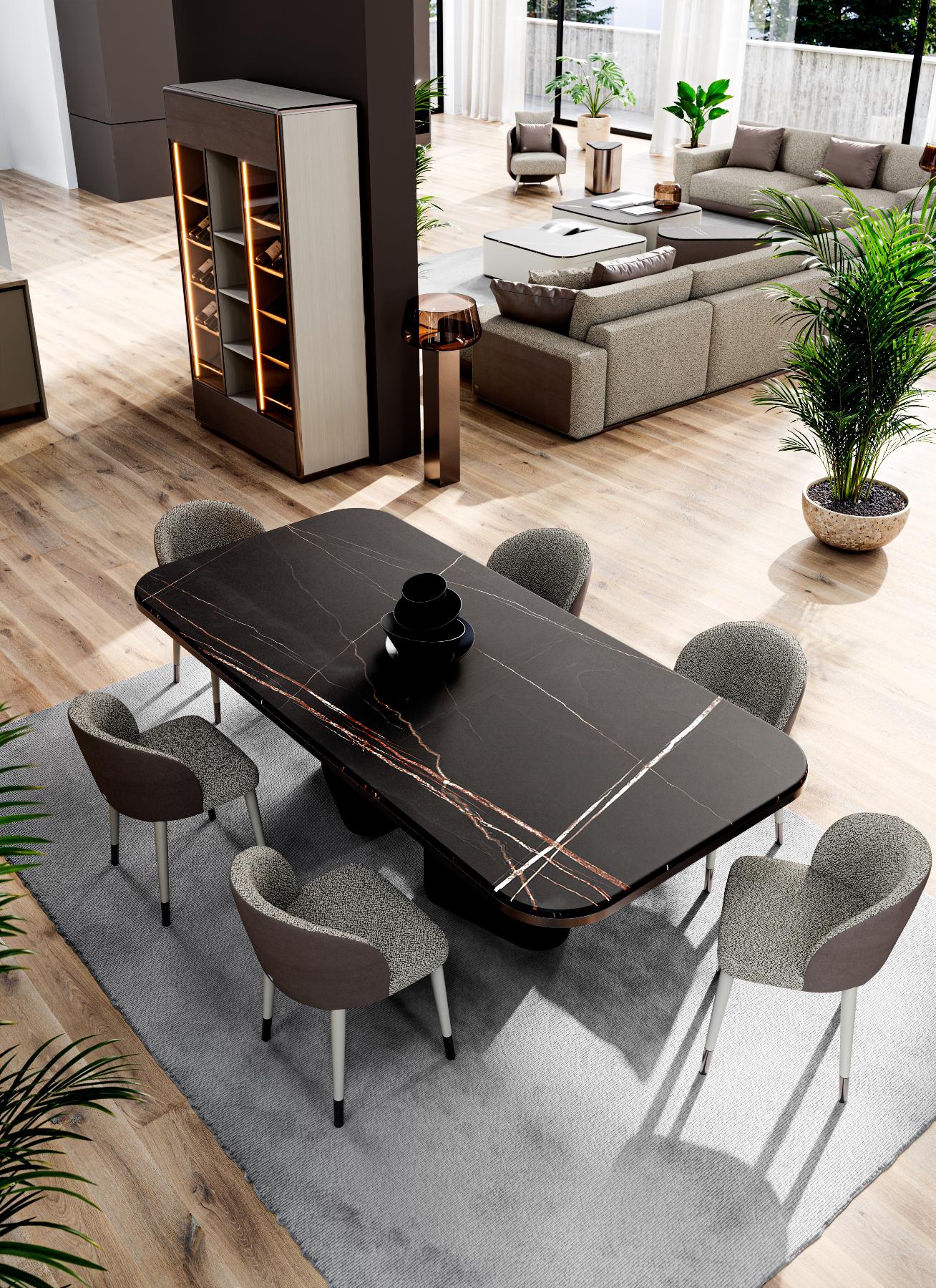 Edmond Dark Marble Dining Table
