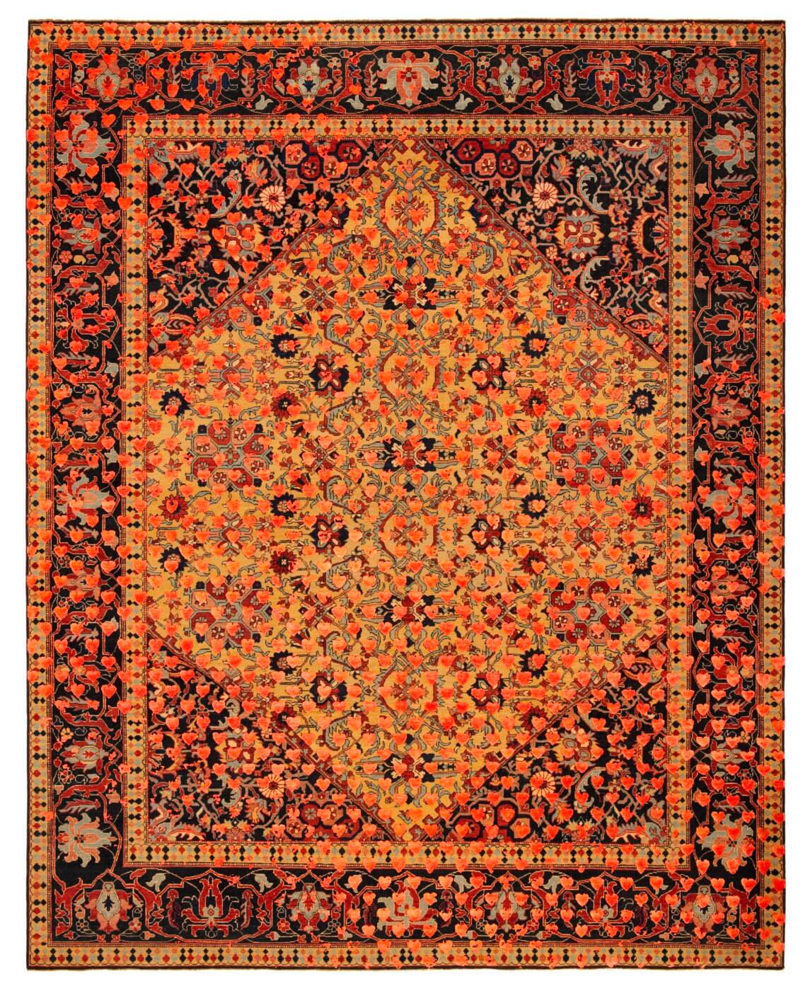 Red Hand Knotted Wool & Silk Rug