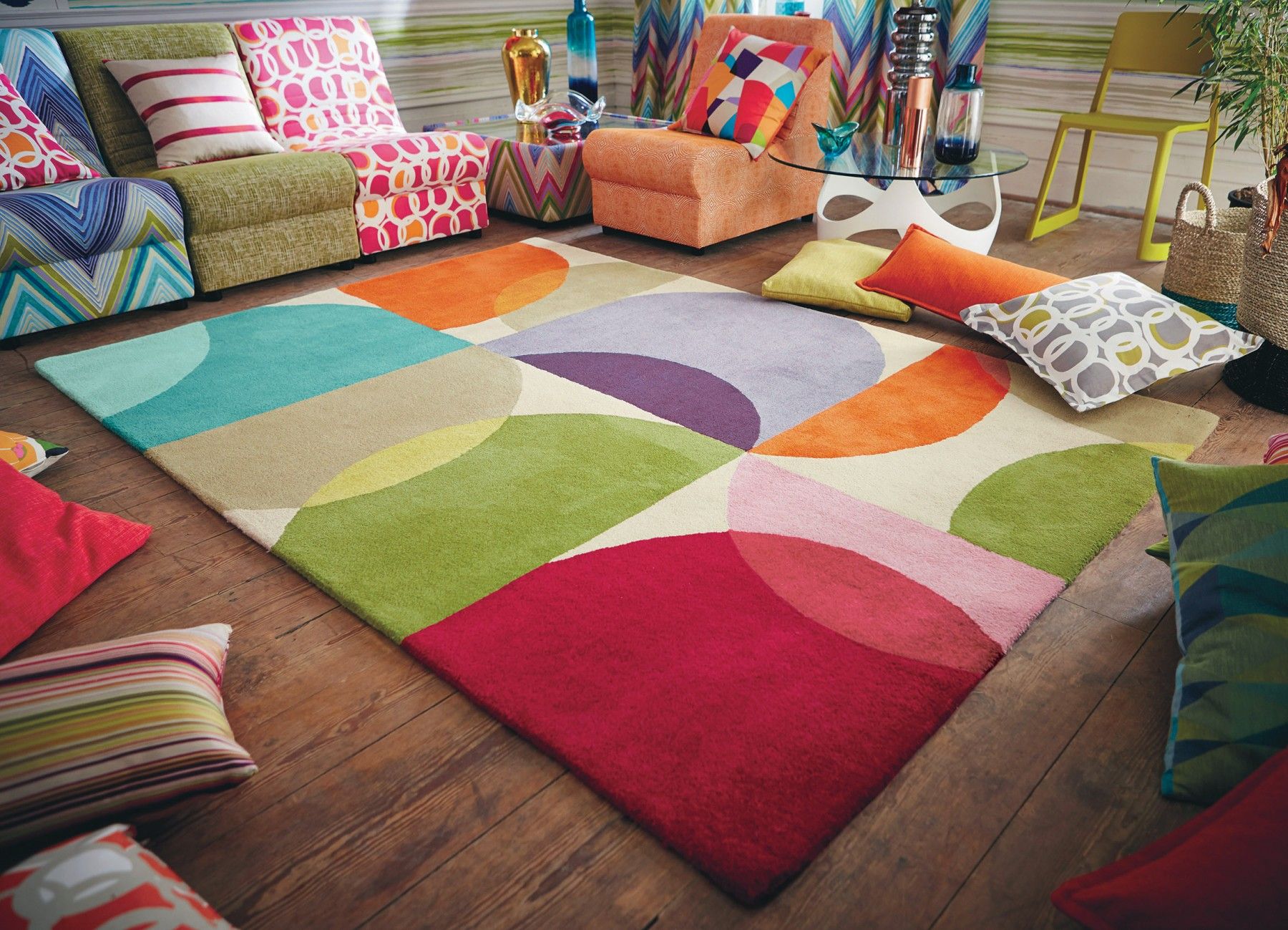 Kaleido Pop Geometric Wool Rug