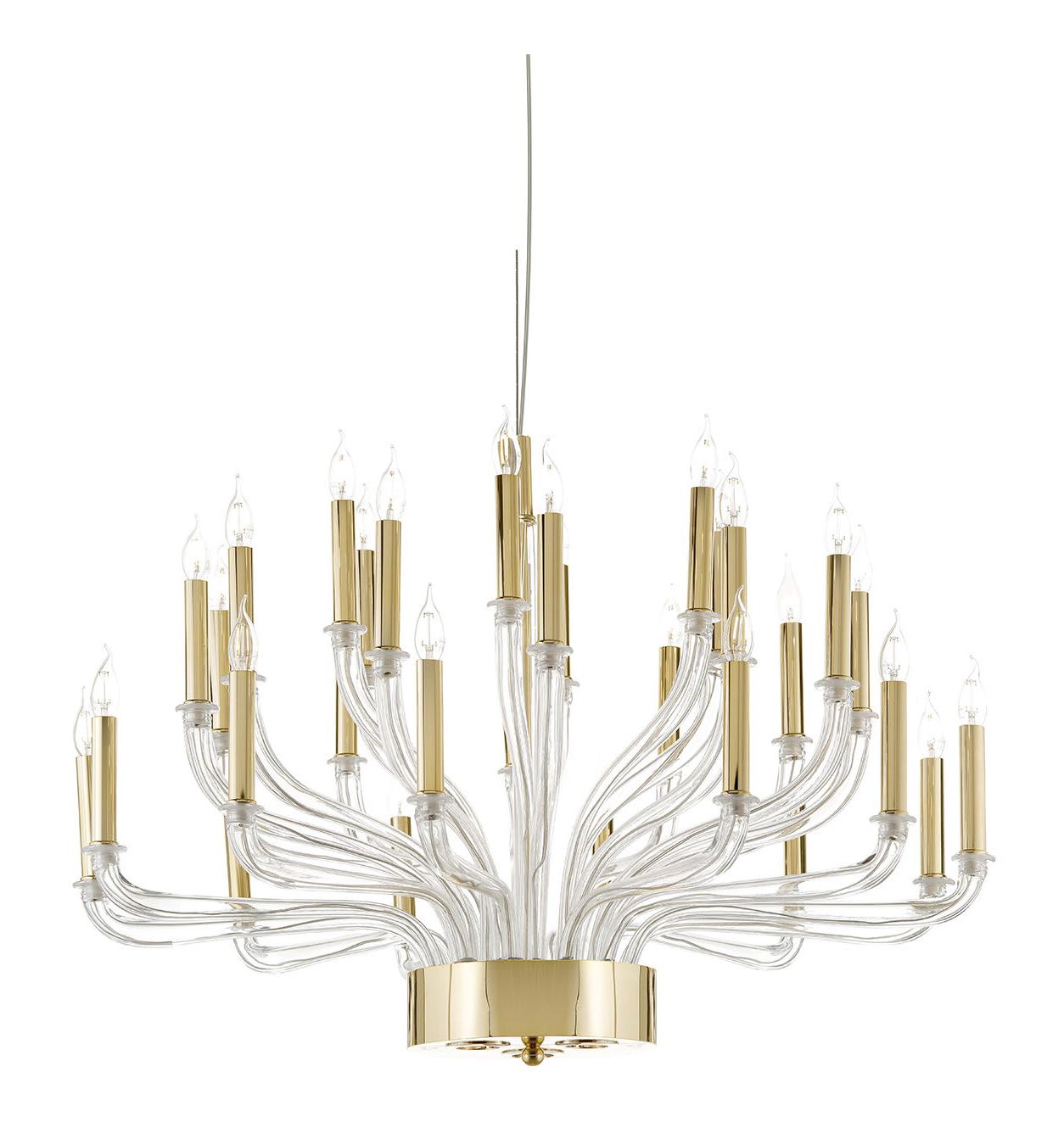 Murano Glass Arm Chandelier with Gold Finish