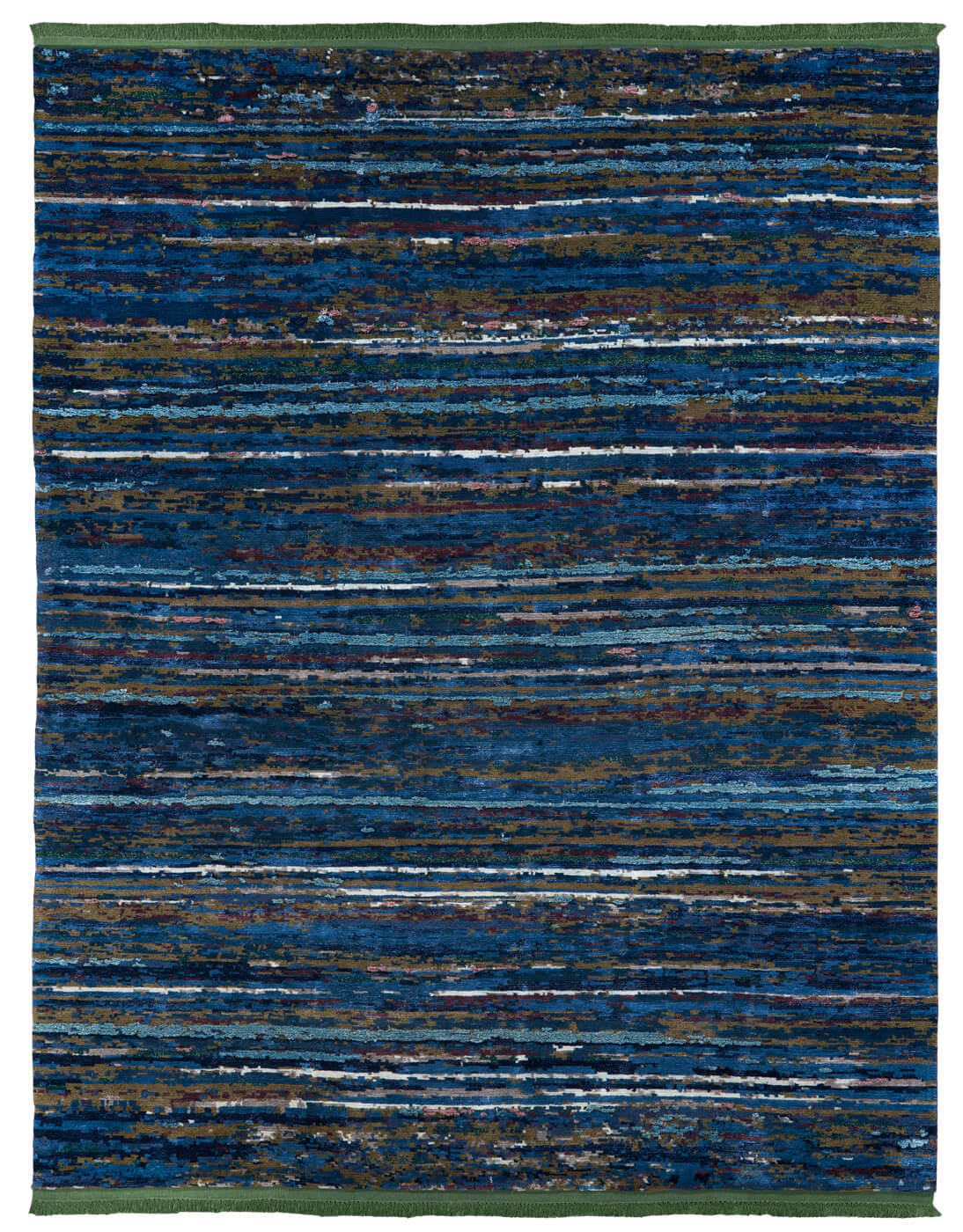 Hand-knotted Wool & Silk Blue Rug