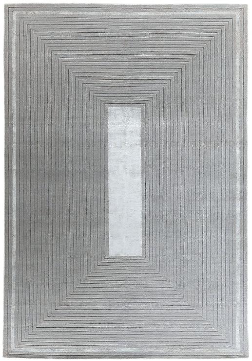 Hand-Knotted Grey Border Wool / Viscose Rug