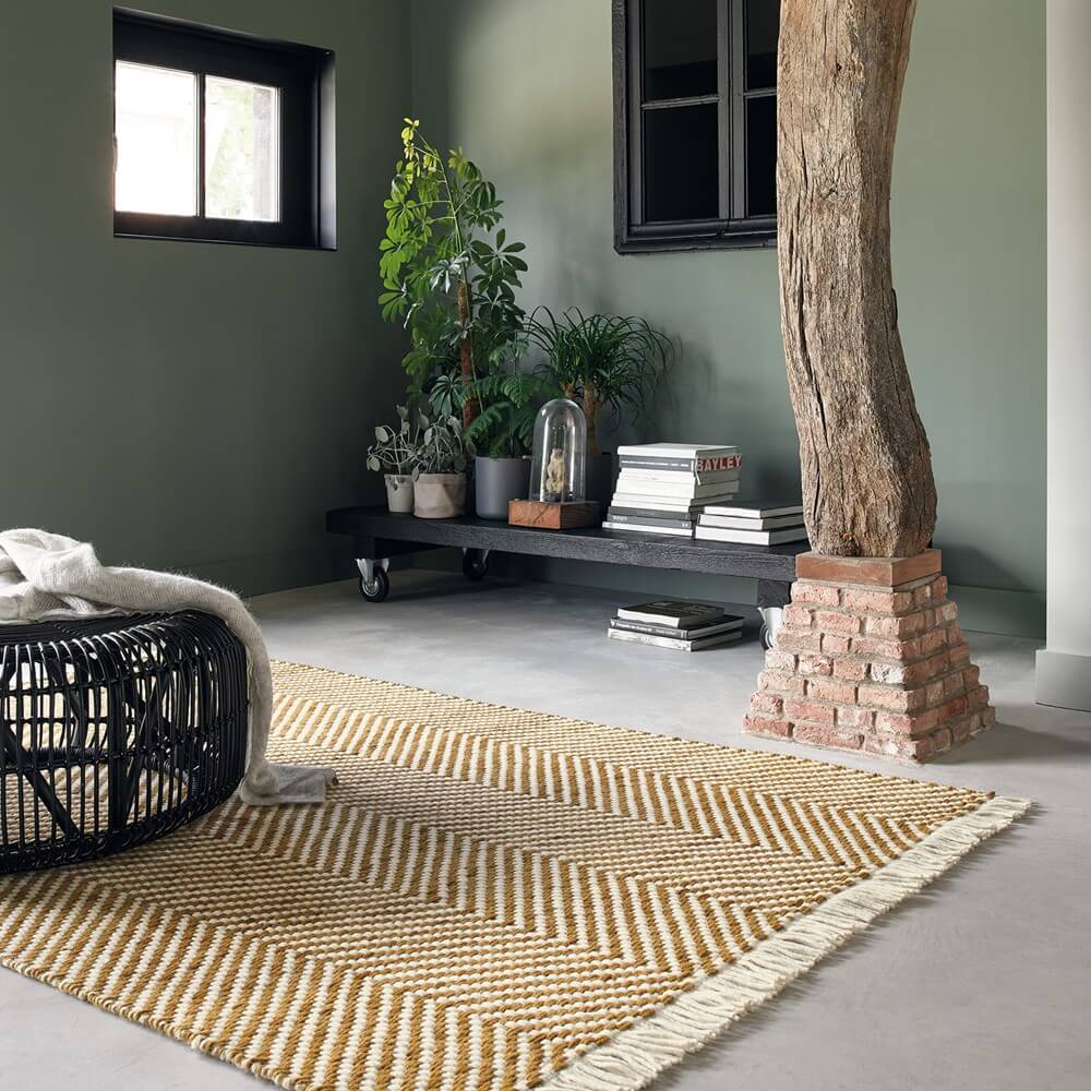 Hand-Woven Wool Brown Rug