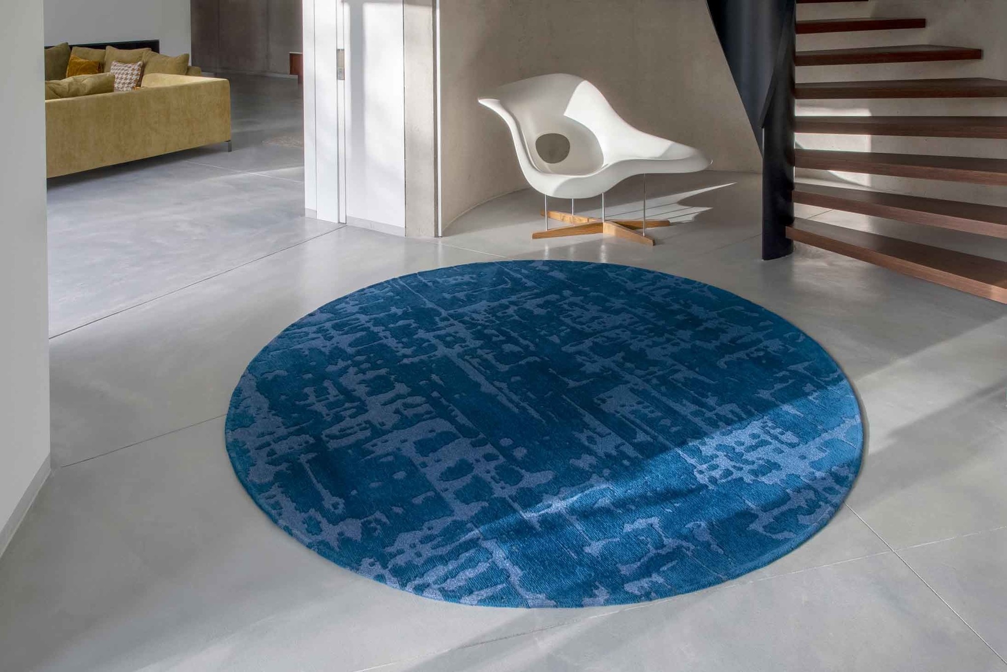 Abstract Blue Belgian Rug